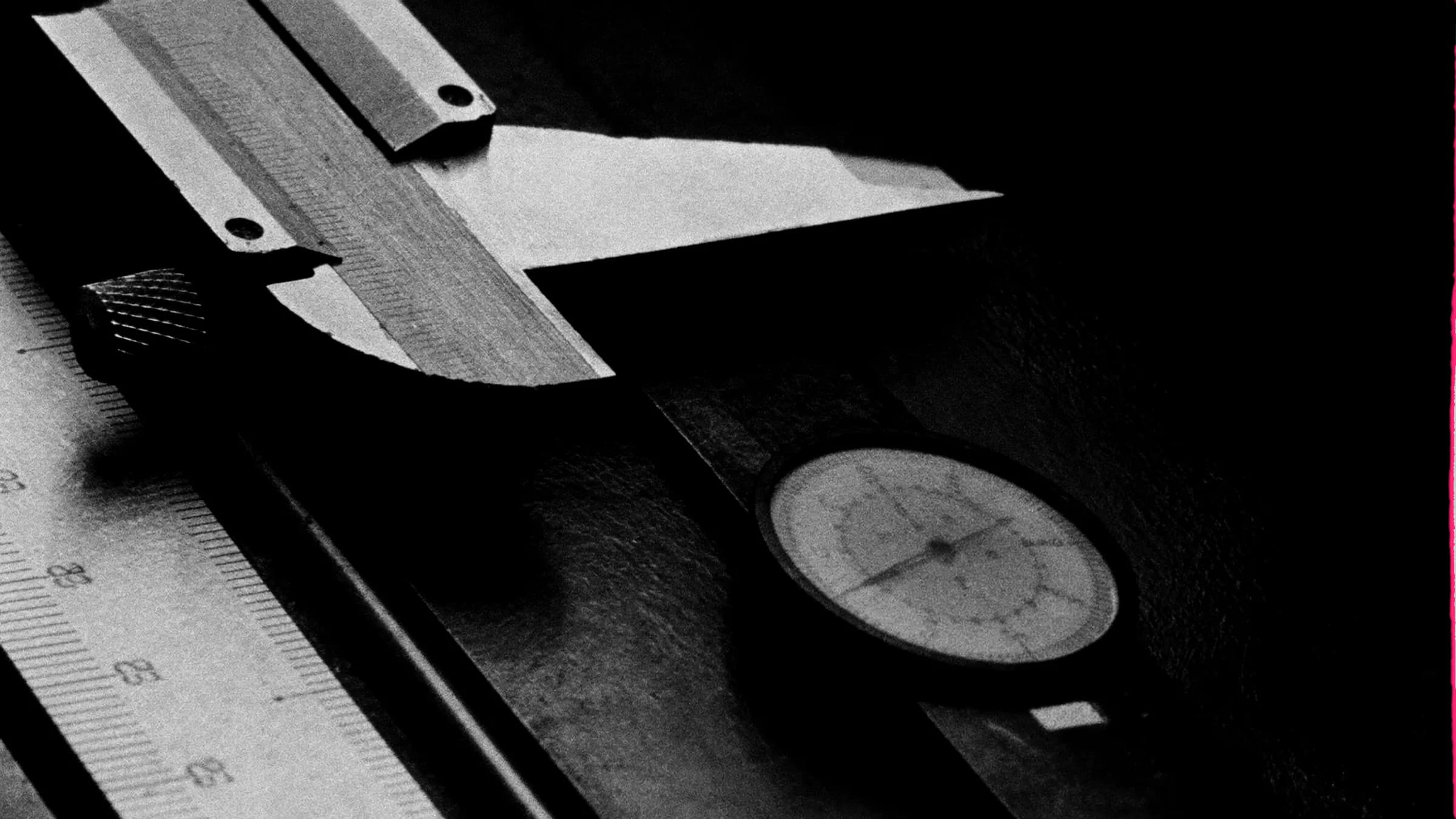 Precision measuring instruments on a steel surface